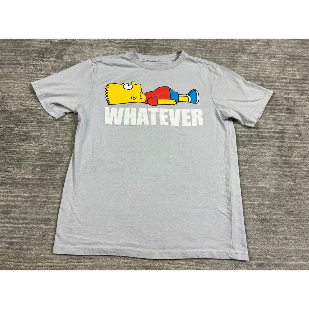 The Simpsons T-Shirt Boys 2XL Gray Bart Simpson Whatever Graphic Crew Neck Tee